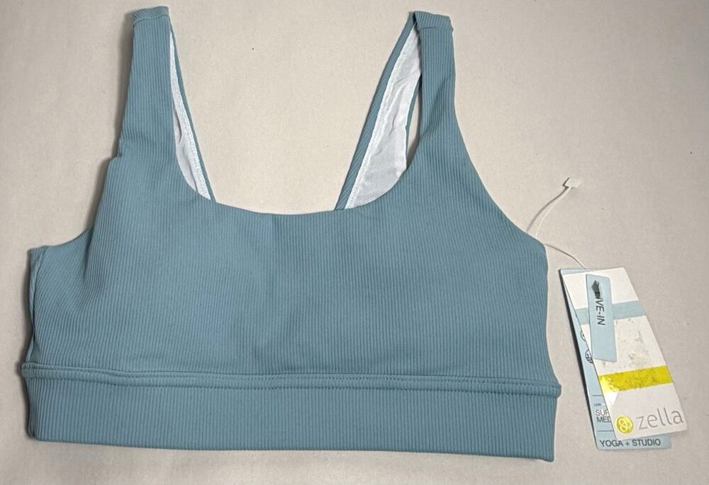Zella Women’s Sports Bra Medium Support Wireless Pullover Yoga Blue size small
